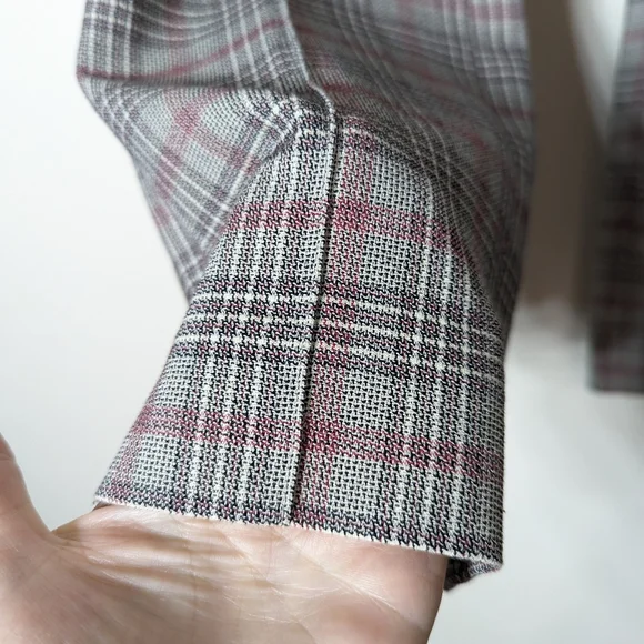 Isabel Marant Plaid Pant Gray Pink Woven Cotton Cropped Straight - Picture 4 of 11